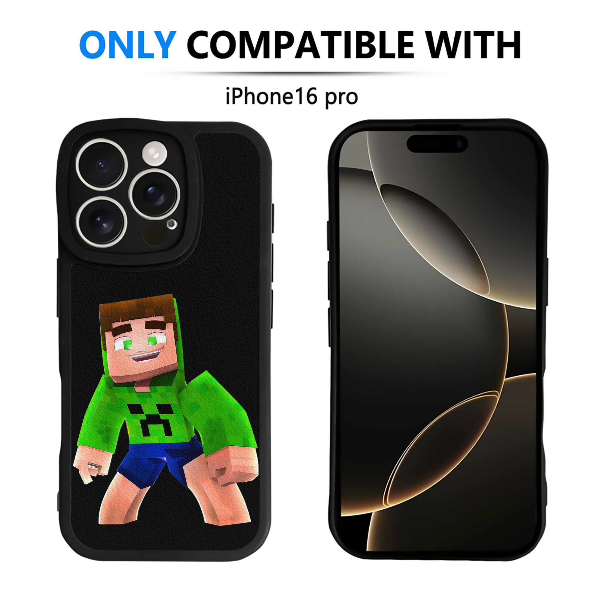 （画像用） マインクラフト ブロックの世界 Minecraft MC Block world 【iPhone 16シリーズ対応】シリコンスマホケース（レザー調） 材質：シリコン